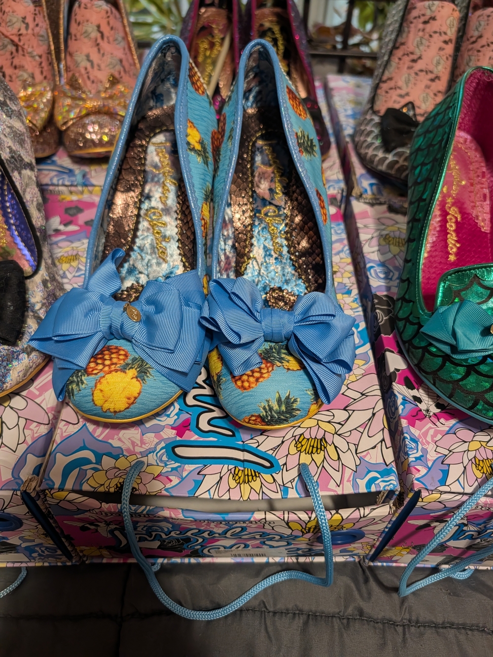 Blue Pineapple Print Heels with Bow 42